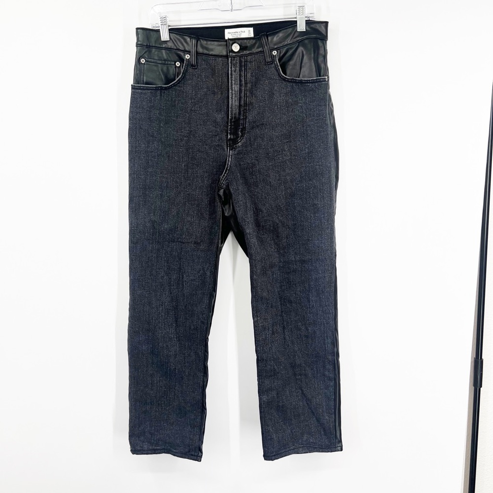 Abercrombie & Fitch The Ankle Straight Jeans Ultra High Rise Jean/Leather